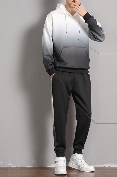 Σπορ ανδρικό σετ φούτερ με κουκούλα και κάτω μέρος