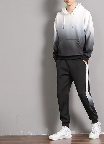 Σπορ ανδρικό σετ φούτερ με κουκούλα και κάτω μέρος