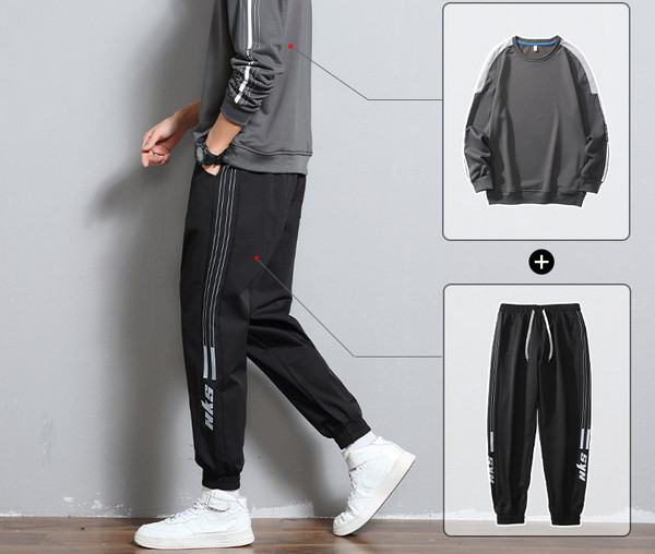 Ανδρικό αθλητικό σετ με οβάλ λαιμόκοψη και επιγραφή