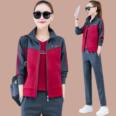 Három részes női cipzáras és zsebes tréningruha szett