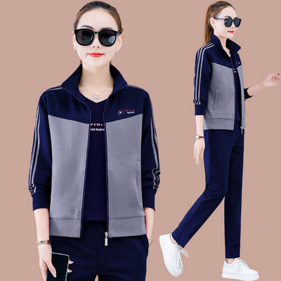 Három részes női cipzáras és zsebes tréningruha szett