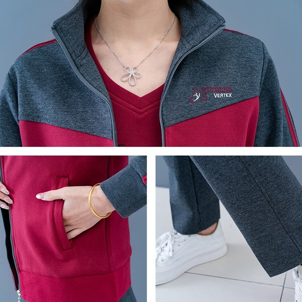 Ženska trodijelna trenirka s patentnim zatvaračem i džepom