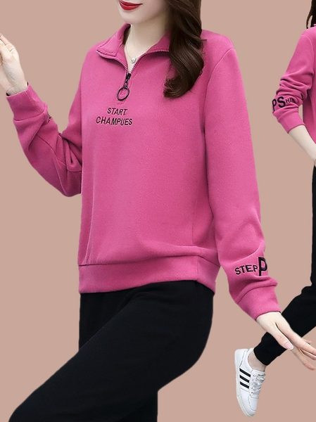 Sieviešu rudens divu gabalu komplekts ar izšūtu apdruku