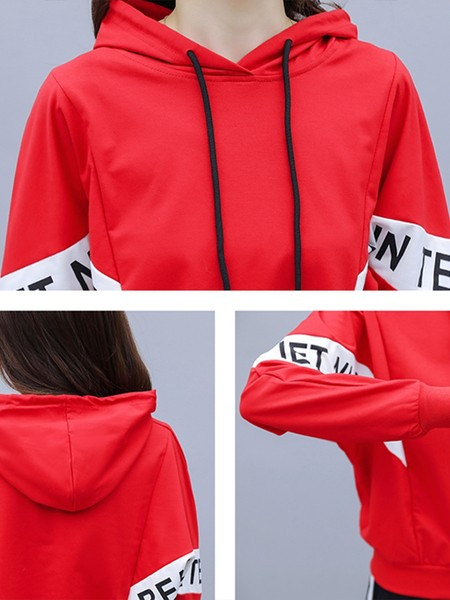 Divdaļīgs sieviešu sporta apģērbu komplekts ar kapuci