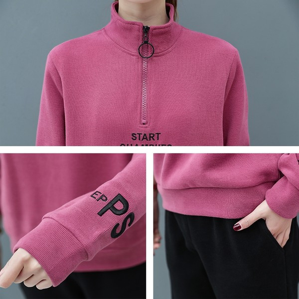 Sieviešu divdaļīgs komplekts ar rāvējslēdzēju un kabatu