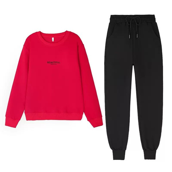 Sieviešu ikdienas vienkrāsains divdaļīgs komplekts ar apdruku