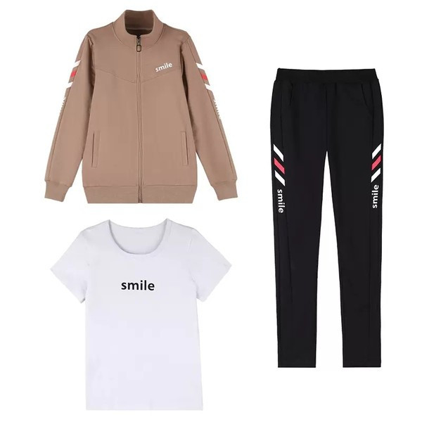 Sieviešu sporta trīsdaļīgs komplekts ar apdruku un rāvējslēdzēja aizdari