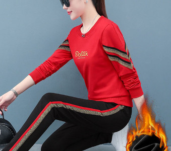 Sieviešu sporta rudens-ziemas komplekts ar siltu oderi