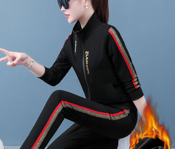 Sieviešu sporta rudens-ziemas komplekts ar siltu oderi