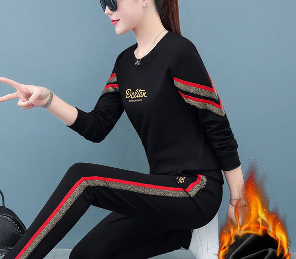 Sieviešu sporta rudens-ziemas komplekts ar siltu oderi