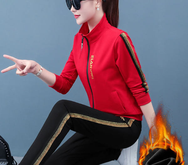 Sieviešu sporta rudens-ziemas komplekts ar siltu oderi