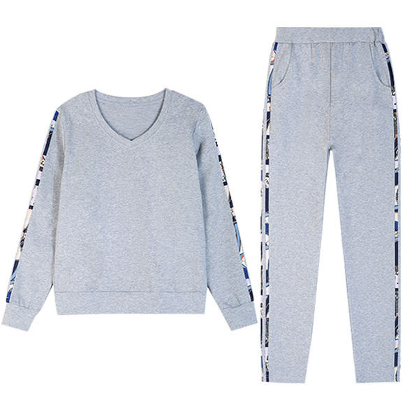 Sieviešu ikdienas blūze ar V veida kakla izgriezumu un apakšas komplekts