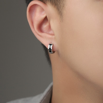 Men`s earring in silver color