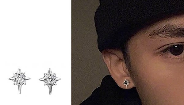 Vīriešu moderni auskari ar dekoratīviem akmeņiem