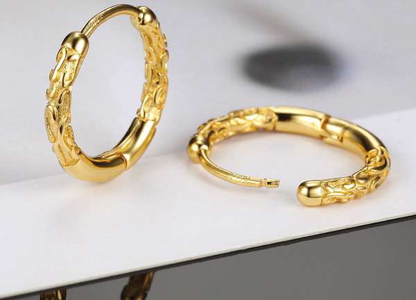 Férfi karika fülbevaló - arany és ezüst színben