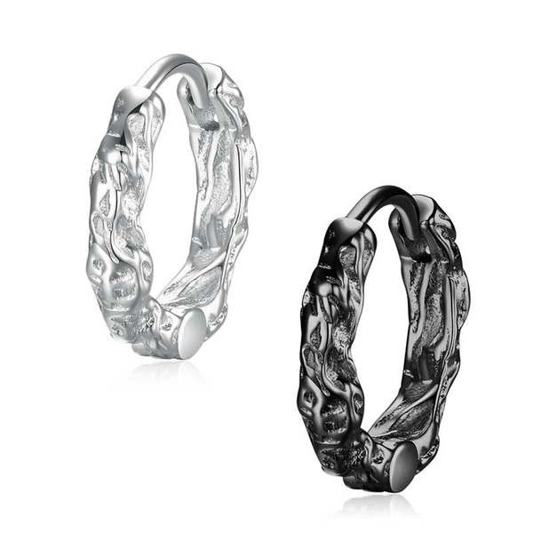 Modern férfi karikafülbevaló fekete és ezüst színben