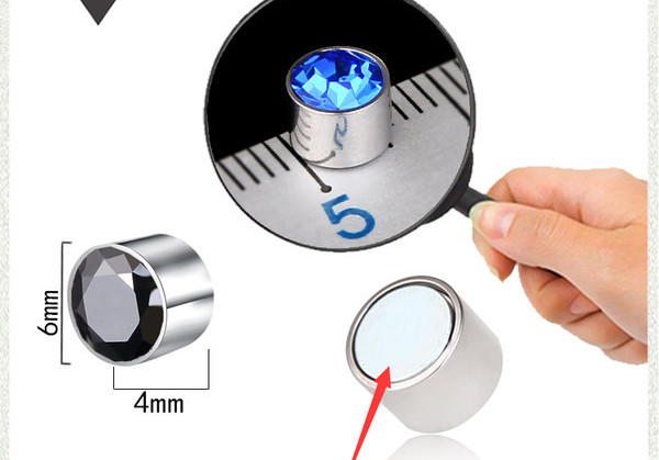 Ležerne muške naušnice s kamenčićima i magnetskom kopčom