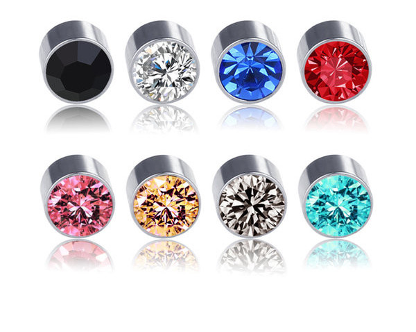 Ležerne muške naušnice s kamenčićima i magnetskom kopčom