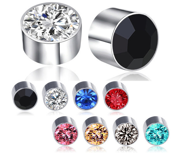 Ležerne muške naušnice s kamenčićima i magnetskom kopčom