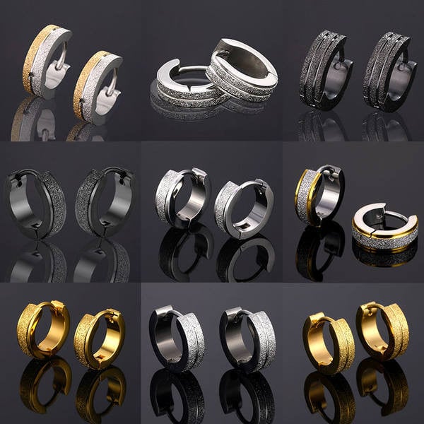 Ανδρικά στρογγυλά σκουλαρίκια σε διάφορα χρώματα