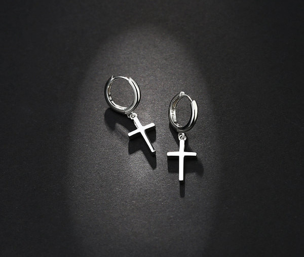 Σκουλαρίκια σταυρός από ατσάλι