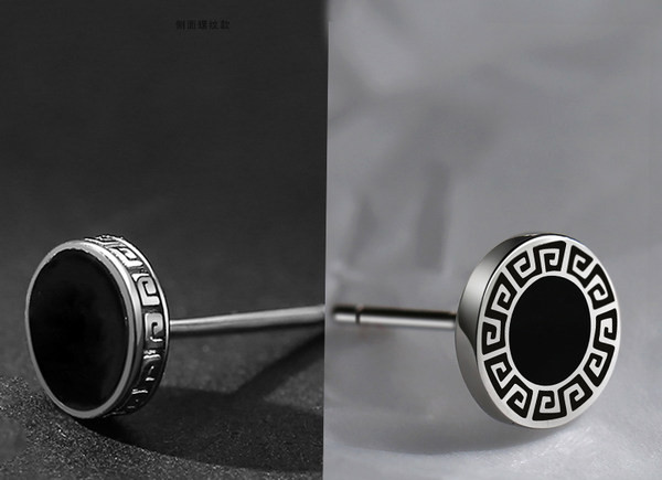 Alkalmi férfi fülbevaló kerek mintával