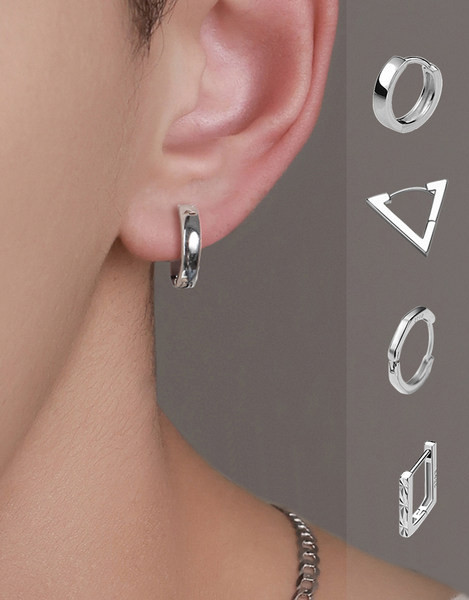 Cercei bărbați de culoare argintie - mai multe culori