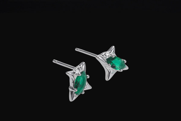 Ανδρικά σκουλαρίκια με πράσινη πέτρα