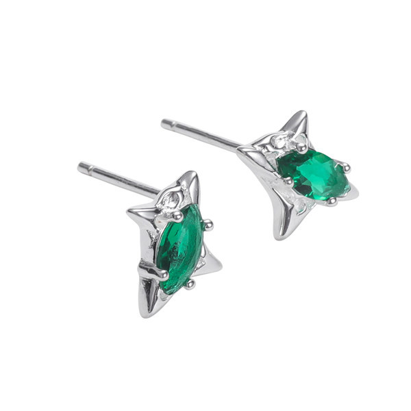 Ανδρικά σκουλαρίκια με πράσινη πέτρα