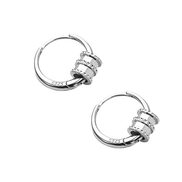 Ανδρικά στρογγυλά σκουλαρίκια με μενταγιόν και πέτρες