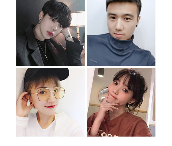 Vairāki vīriešu auskaru modeļi ar dekoratīviem akmeņiem