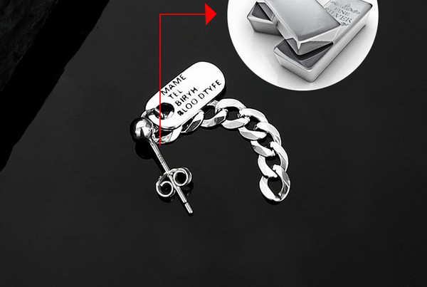 Ανδρικά κομψά σκουλαρίκια με μενταγιόν και επιγραφή