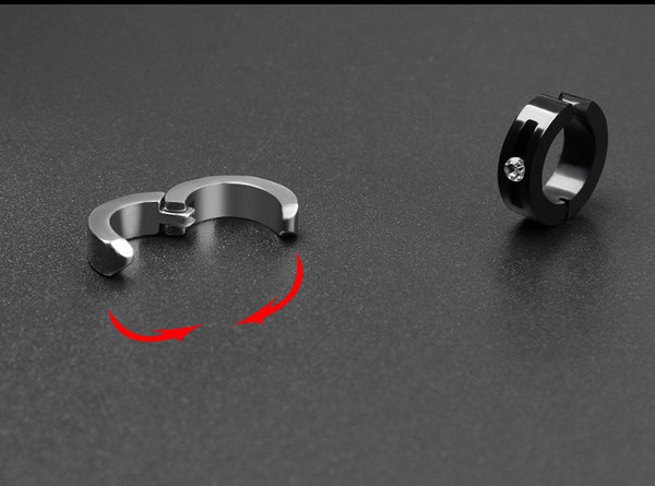 Vīriešu auskari ar titāna tērauda akmeņiem