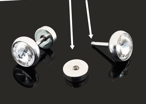 Férfi fülbevaló 1 db - ezüst, arany és fekete színben