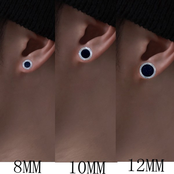 Apaļi vīriešu auskari melnā un sudraba krāsā