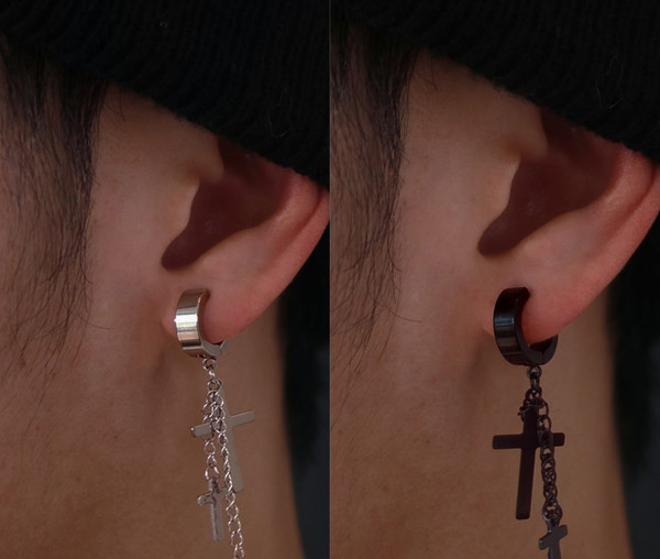 Ležerne muške naušnice s privjeskom u obliku križa