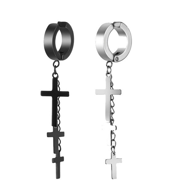 Ležerne muške naušnice s privjeskom u obliku križa