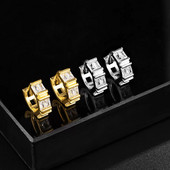 Vīriešu auskaru gredzeni ar dekoratīviem akmeņiem divās krāsās