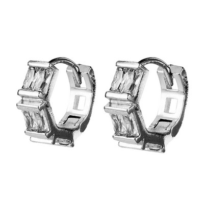 Vīriešu auskaru gredzeni ar dekoratīviem akmeņiem divās krāsās