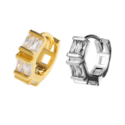 Vīriešu auskaru gredzeni ar dekoratīviem akmeņiem divās krāsās