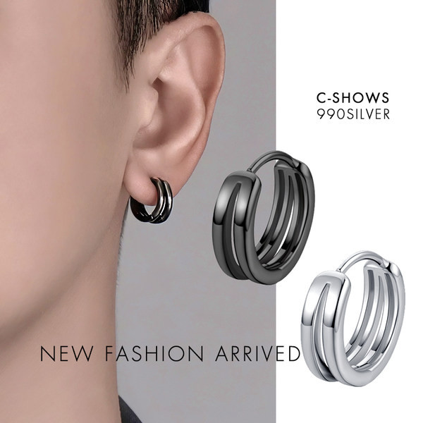 Ikdienas vīriešu auskari gredzeni divās krāsās