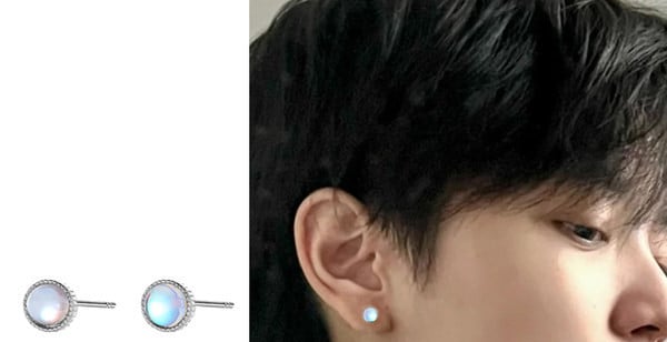 Ümmarguse kujuga meeste kõrvarõngad - hõbedast värvi