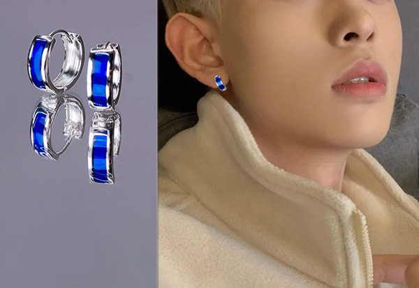 Muške naušnice prstenje sa šarenim ukrasnim kamenčićima