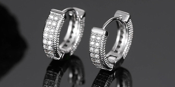 Ανδρικά σκουλαρίκια δαχτυλίδια με διακοσμητικές πέτρες