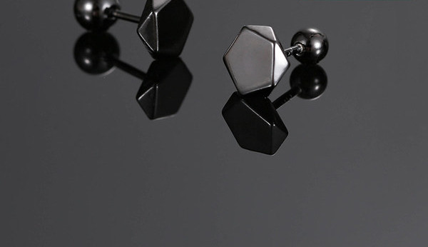 Férfi fülbevaló 1 db ezüst és fekete színben