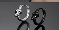 Alkalmi karikás fülbevaló - ezüst és fekete színben