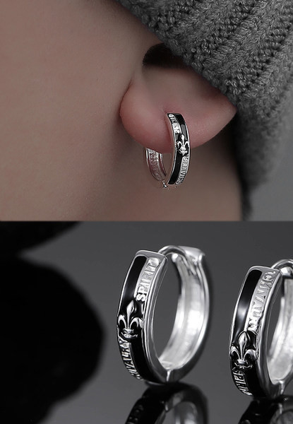 Ležerne muške karike naušnice s 3D elementom