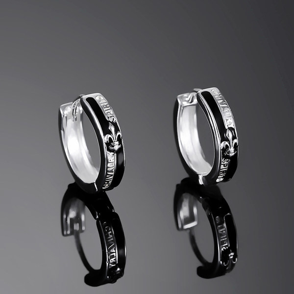 Ležerne muške karike naušnice s 3D elementom