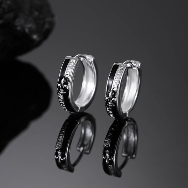 Ležerne muške karike naušnice s 3D elementom