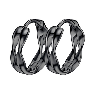 Vīriešu auskari sudraba un melnā krāsā ar apaļu formu